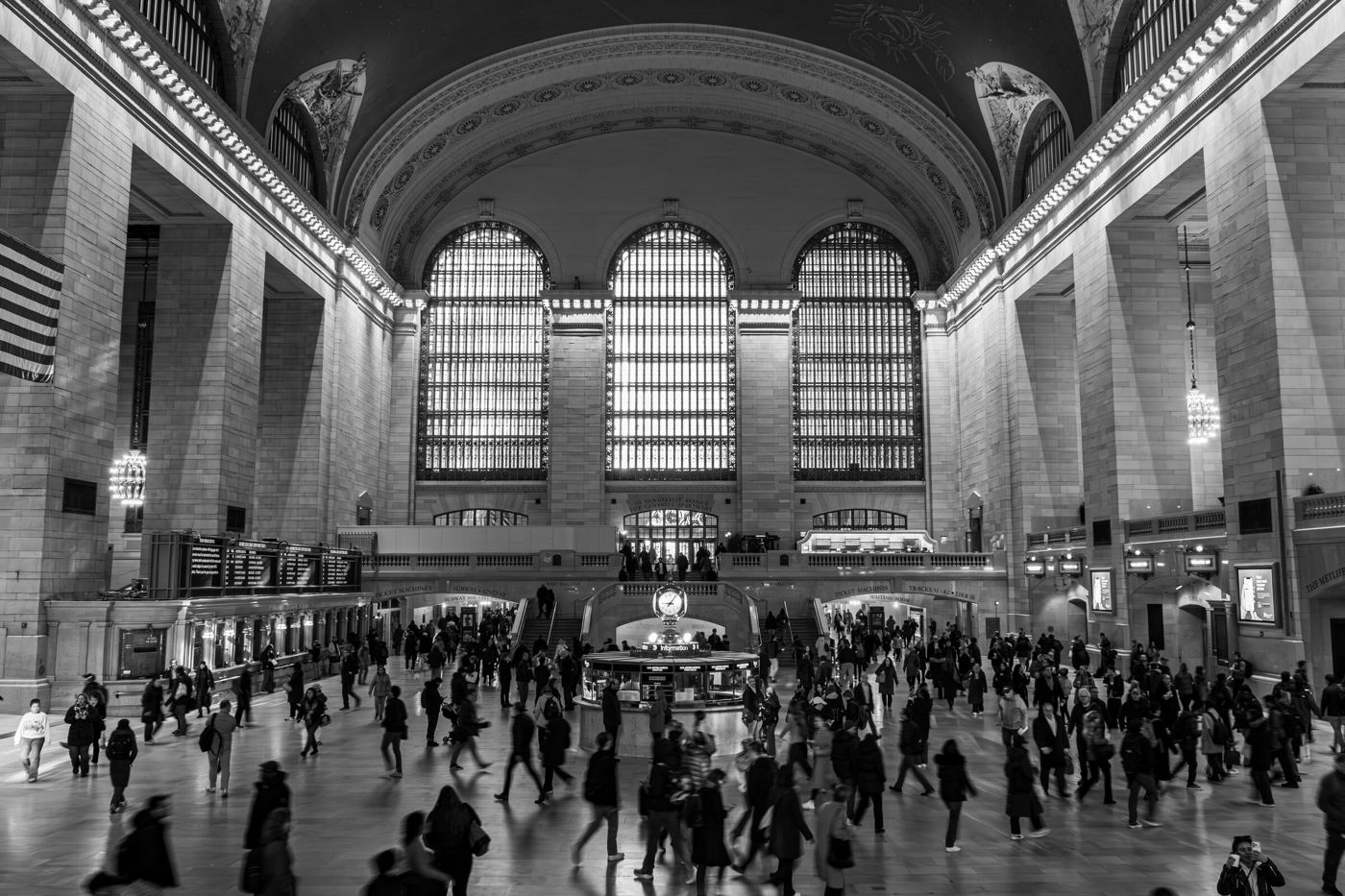 Interior de Grand Central Terminal, blanco y negro